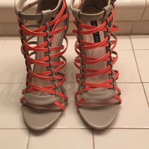 Izabella Rue orange and tan sandals